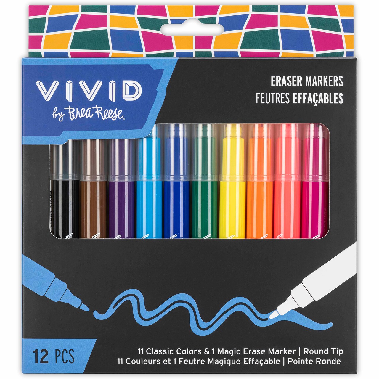 Vivid by Brea Reese: Eraser Markers - 11 Classic Ink Colors & 1 Magic Erase Marker, Round Tip, Coloring & Drawing, Art & Craft Supplies, DIY Projects